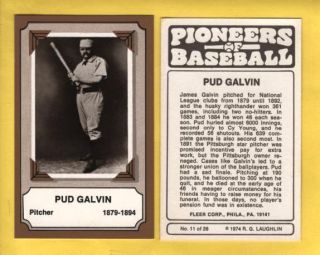 Pioneers of Baseball 11 PUD Galvin Buffalo 1974 Fleer R G Laughlin NM