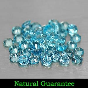 53 Ct. 40 Pcs. Round Shape Natural Blue Topaz Gemstones Brazil