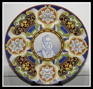  Creil Montereau Majolica Pottery Charger w Portrait by Gambier