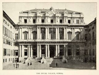 1900 Print Doge Palace Genoa Italy Museum Piazza Matteotti de Ferrari