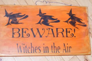 Halloween Wall Home Decor Witches in Air Wood Holiday Plaque
