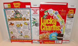 General Mills Lucky Charms 1989 Cereal Box Flat Unused Help Lucky Mix