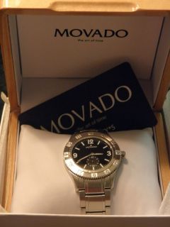 New Movado Gentry Sport Mens Stainless Steel Watch 0604996