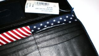 Tommy Hilfiger Leather Checkbook Wallet ID Holder Black