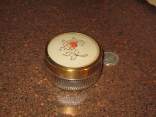 Vintage Glass and Gold Tone Cosmetic Vanity Powder Jar