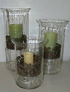  Gracious Goods Collection Glass Metal Hurricane Candle Holder