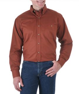 New Wrangler George Strait Brown Twill Long Sleeve Shirt MGS423E
