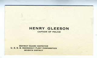 1920s Business Card H Gleeson Police Captain SF CA