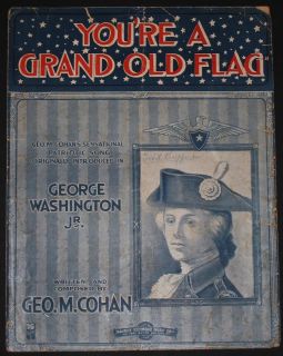YOURE A GRAND OLD FLAG GEORGE M COHAN 1916 LARGE FORMAT BROADWAY SHEET