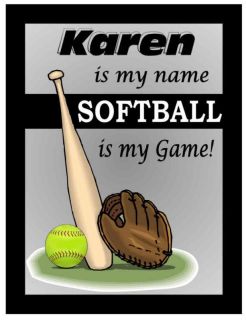 Personalized Girls Softball Magnet Any Color