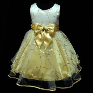 UKG1530 Easter Gold Party Holiday Flower Girls Dresses Size 2 3 4 5 6