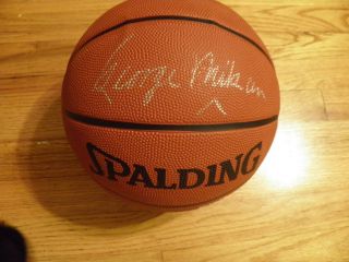 George Mikan Signed Basketball EX NBA Hall of Fame