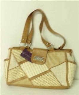 Gloria Vanderbilt New Womens Brown Patchwork Fabric Purse Handbag Tote