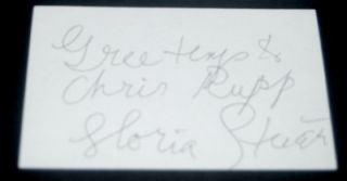 Actress Gloria Stuart Signed Card and Great Print w Boris Karloff