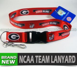 Georgia Bulldogs NCAA Licensed Lanyard Keychain ID Key Chain Holder
