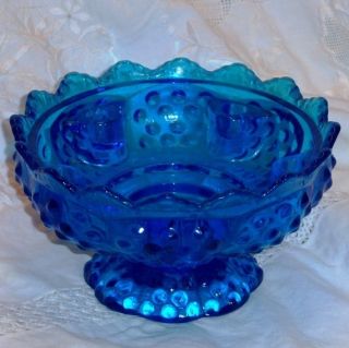 Fenton Art Glass Blue Hobnail Candle Holder