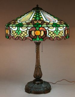Monumental Wilkinson Leaded Stained Glass Antique Lamp