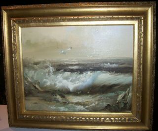 Framed Original Oil Painting Engel Seascape with Gulls