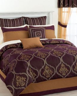 Nicolette Purple Gold 24 Piece King Comforter Set