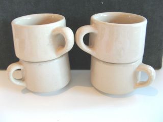 VINTAGE TEPCO TAN STACKING COFFEE CUPS HVY VITRIFIED RESTAURANT WARE