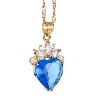Fashion Lady Jewelry Heart Cut Aquamarine Gold Plated Pendant Free