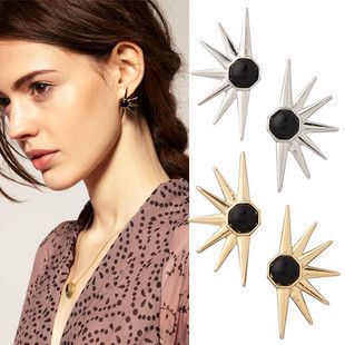   Punk Fashion Gold Sun Flower Stud Earrings Gold Plated 