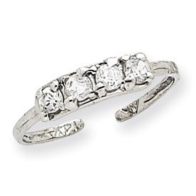 14k White Gold Diamond Toe Ring 