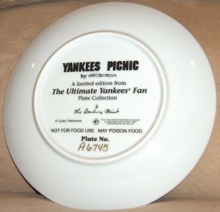  Mint NEW YORK YANKEES Plate Ultimate Fan YANKEES PICNIC Gary Patterson