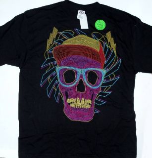 DJ Cool Skull Extra Large Neon Glow in The Dark T Shirt New