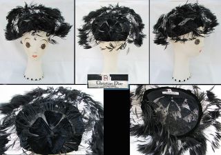 Vintage 1960s Hat Christian Dior Fantastic Feathered Creation