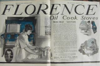 1919 Central Oil Gas Stove Company Florence Oil Cook Stoves Ad 2 Pages