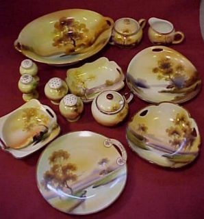 Vintage Noritake Tree in Meadow by Lake Golden Sunset Dishes Your