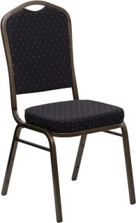 Hercules Series Crown Back Stacking Banquet Chair Black Fabric Gold