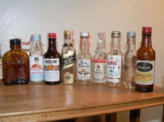  15 Miniature Whiskey Bottles Minis Scotch Whiskey Gin Brandy