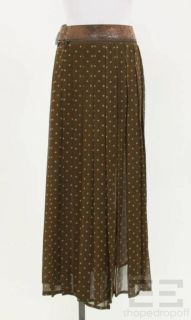 Jean Paul Gaultier Brown Blue Polka Dot Removable Belt Skirt Size 6