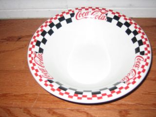 Gibson Coca Cola Checkered Dinnerware 8 Salad Soup Pasta Plate Dish