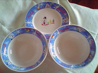 Collectible Coca Cola Laughing Snowman Dishes Bowls Saucer N R Nice