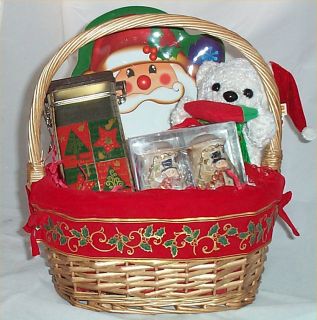 Gift Basket Santa Holiday Candy Salt Pepper Serving Tray Plush Bear