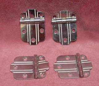 Art Deco Chrome w White Lines Hoosier Cabinet Style Hinges