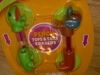 GOMU Series 2 TOPS & TAILS Erasers MOC green Lizard & orange gel Dog