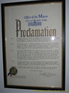  Evans Day Proclamation NYC Signed Mayor Rudolph Giuliani 1995
