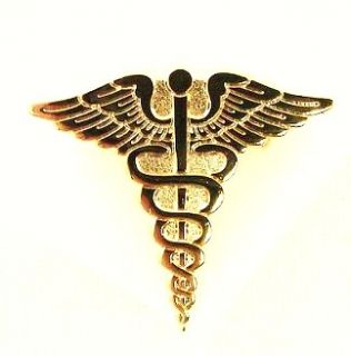 Gold Medical Medicine Caduceus Lapel Pin 823 New