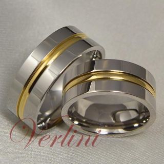 8mm Mens Womens Titanium Rings 14k Gold Matching Set Wedding Bands