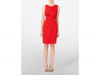 Calvin Klein Womens Ponte Dress with Gold Metal Buckle