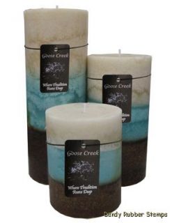 GOOSE Creek Tri Colored Pillar Candle Forest Blend Fragrance Pick Size