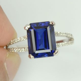 Kashmire Blue Sapphire White Sapp Sterling Silver 925 Ring Size 6 5 US