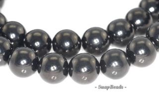 Organic Black Jet Gemstone Round 10mm Loose Beads 16