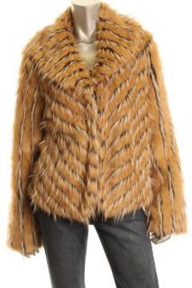 Inc New Retro Glamour Tan Hinge Closure Faux Fur Lined Jacket XL BHFO