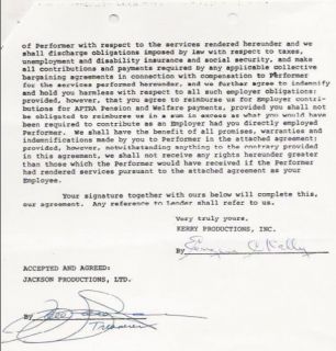  Gene Kelly Original Signed Contract