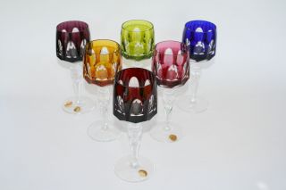 Nachtmann Antika wine goblets glasses 24 lead crystal 6 colors with